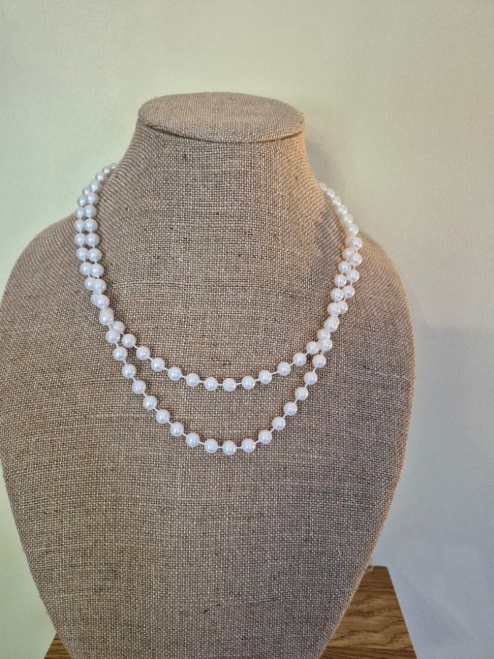 Vintage White Beaded Long Necklace